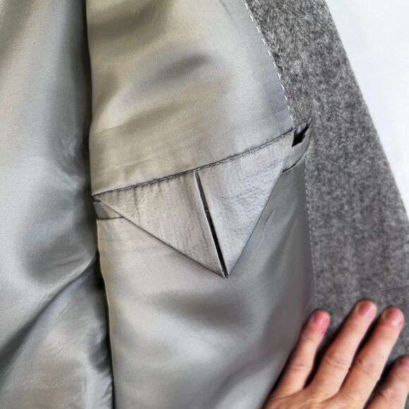 Aldo Rossini Camel Hair & Wool Career Blazer Sport Coat Gray Pin Striped Sz 38R - Picture 8 of 14